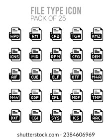 25 File Type. icons Pack. vector illustration.