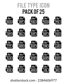 25 File Type. icons Pack. vector illustration.