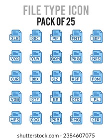 25 File Type. icons Pack. vector illustration.