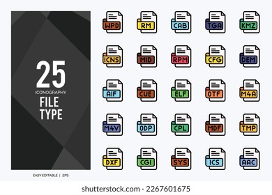 25 File Type Lineal Color icon pack. vector illustration.