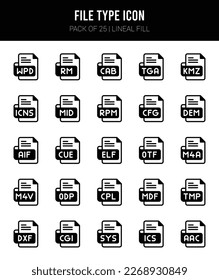 25 File Type Lineal Fill icons Pack vector illustration.