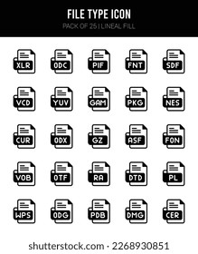 25 File Type Lineal Fill icons Pack vector illustration.