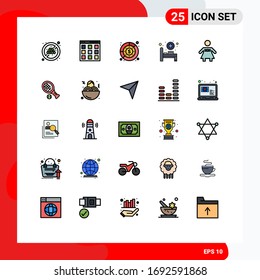 25 Filled line Flat Color concept for Websites Mobile and Apps woman; bow tie; expenditure; medical room; bed Editable Vector Design Elements