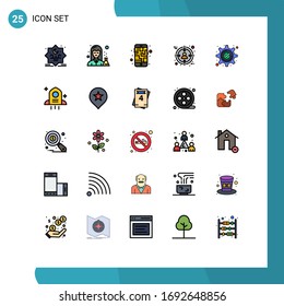 25 Concepto de color plano de línea relleno para sitios web móviles y aplicaciones aceptadas; cliente; mujer; negocios; elementos de diseño de vectores editables de ruta