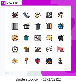 25 Filled line Flat Color concept for Websites Mobile and Apps business; development; instrument; develop; code Editable Vector Design Elements