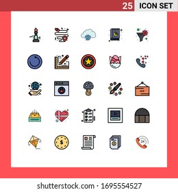25 Filled line Flat Color concept for Websites Mobile and Apps filter; religion; network; islam; infrastructure Editable Vector Design Elements