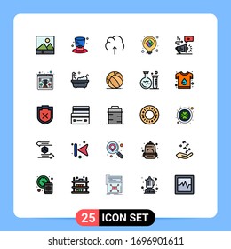 25 Filled line Flat Color concept for Websites Mobile and Apps audio; solution; data; puzzle; idea Editable Vector Design Elements