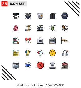 25 Filled line Flat Color concept for Websites Mobile and Apps denied; real; computer; estate; design Editable Vector Design Elements