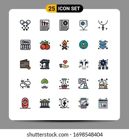 25 Filled line Flat Color concept for Websites Mobile and Apps bangla; chat; report; bangladesh; page Editable Vector Design Elements