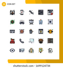 25 Filled line Flat Color concept for Websites Mobile and Apps seo; motivation; smart phone; lock; clean Editable Vector Design Elements