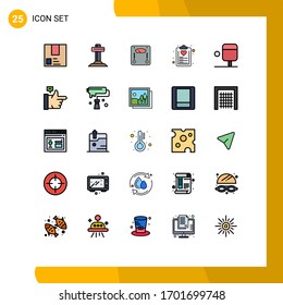 25 Filled line Flat Color concept for Websites Mobile and Apps list; diet; cross; check list; weighing Editable Vector Design Elements