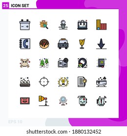 25 Filled line Flat Color concept for Websites Mobile and Apps book; building; hit; architecture; seo Editable Vector Design Elements