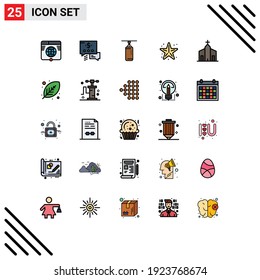 25 Filled line Flat Color concept for Websites Mobile and Apps building; star; bag; sea; beach Editable Vector Design Elements