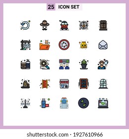 25 Filled line Flat Color concept for Websites Mobile and Apps living; target; fathers; customer; audience Editable Vector Design Elements