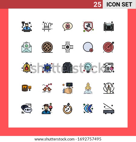 25 Filled line Flat Color concept for Websites Mobile and Apps protection; law; water; justice; nature Editable Vector Design Elements