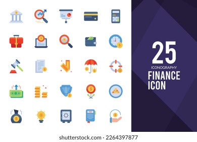25 Finance Flat icon pack. vector illustration.