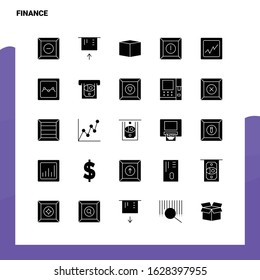 25 Finance Icon set. Solid Glyph Icon Vector Illustration Template For Web and Mobile. Ideas for business company.
