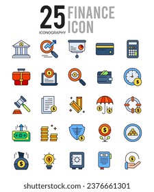 25 Finance. Two Color icons Pack. vector illustration.