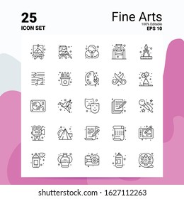 25 Fine Arts Icon Set. 100% Editable EPS 10 Files. Business Logo Concept Ideas Line icon design