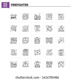 25 Firefighter icon set. vector background