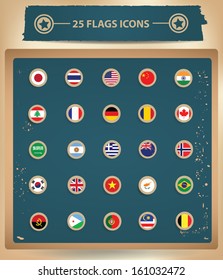 25 Flags National icons,vector