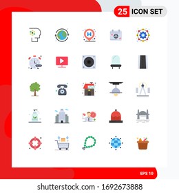 25 Flat Color concept for Websites Mobile and Apps gear; affiliate; hospital; day; calendar Editable Vector Design Elements