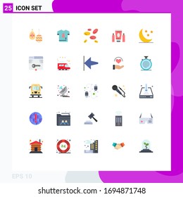 25 Flat Color concept for Websites Mobile and Apps moon; medical; soccer; cream; white cells Editable Vector Design Elements