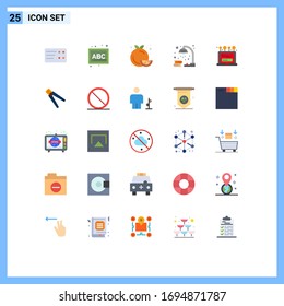 25 Flat Color concept for Websites Mobile and Apps laptop; study; fruit; revision; lamp Editable Vector Design Elements