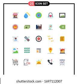 25 concepto de color plano para la boda de Websites Mobile y Apps; amor; herida; corazones; elementos de diseño de vectores editables de pin