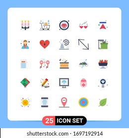 25 Flat Color concept for Websites Mobile and Apps arrows; wedding; emarketing; heart; glasses Editable Vector Design Elements