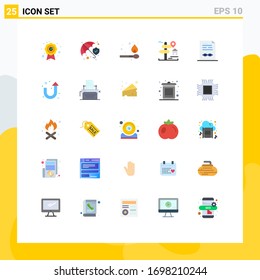 25 Flat Color concept for Websites Mobile and Apps certificate; agreement; fire; home; board Editable Vector Design Elements