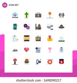 25 Flaches Farbkonzept für Websites Mobile und Apps Design; Pin; Kirchengemeinde; koordinieren; Bearbeitbare Vektorillustration-Design-Elemente