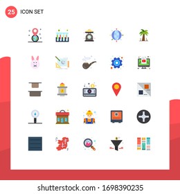 25 concepto de color plano para los sitios web móviles y la palma de las aplicaciones; global; hornear; conexiones; elementos de diseño de vectores editables de escala