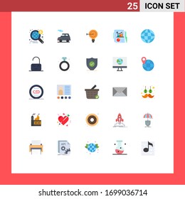 25 concepto de color plano para el informe Websites Mobile and Apps; documento; objetivo; gráfico; elementos de diseño de vectores editables de bombilla