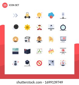 25 Flat Color concept for Websites Mobile and Apps light; interior; bulb; data; alert Editable Vector Design Elements