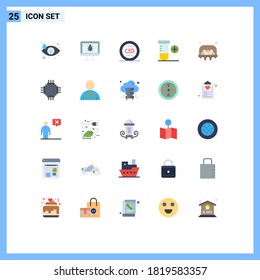 25 concepto de color plano para los sitios web Mobile y Apps huevo; espacio; motor; ciencia; búsqueda Elementos de diseño de vectores editables