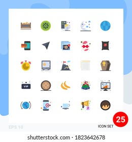 25 Flat Color concept for Websites Mobile and Apps earth; night; pizza; moon; file Editable Vector Design Elements