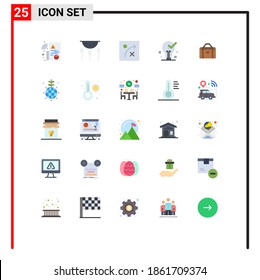 25 concepto de color plano para Websites Mobile y Apps gym; bolsa; algoritmo; marcar; elementos de diseño de vectores editables de luz