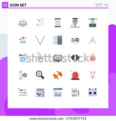 25 Flat Color concept for Websites Mobile and Apps cable; anchor; scince; add; qr Editable Vector Design Elements