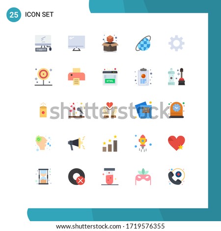 25 Flat Color concept for Websites Mobile and Apps kitchen; cooking; globe; gear; romz Editable Vector Design Elements