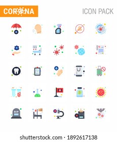 25 Flat Color Coronavirus disease and prevention vector icon worldwide; otolaryngologist; cleaning; nose; virus viral coronavirus 2019-nov disease Vector Design Elements