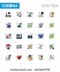 25 Flat Color Filled Line Coronavirus Covid19 Icon pack such as cold; protection; coronavirus; hand; viral viral coronavirus 2019-nov disease Vector Design Elements