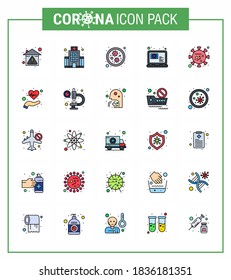 25 Flat Color Filled Line coronavirus epidemic icon pack suck as coronavirus; appointment; healthcare; question; medical viral coronavirus 2019-nov disease Vector Design Elements