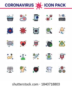 25 Flat Color Filled Line Coronavirus disease and prevention vector icon virus; covid; virus; coronavirus; service viral coronavirus 2019-nov disease Vector Design Elements