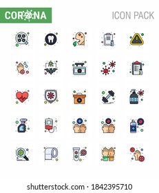 25 Flat Color Filled Line Coronavirus Covid19 Icon pack such as medicine; medical; vomit; healthcare; people viral coronavirus 2019-nov disease Vector Design Elements