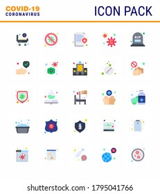25 Flat Color Set of corona virus epidemic icons. such as covid; virus; scientist; protect; insurance viral coronavirus 2019-nov disease Vector Design Elements