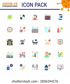 25 Flat Color Set of corona virus epidemic icons. such as medical; medical; face; kit; wear viral coronavirus 2019-nov disease Vector Design Elements