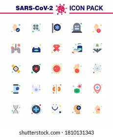 25 Flat Color viral Virus corona icon pack such as covid; rip; hospital sign; mortality; count viral coronavirus 2019-nov disease Vector Design Elements