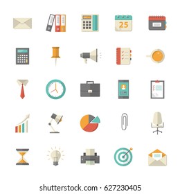 25 flat office and business icons