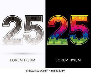 25 Font , Colors and black melt graphic vector